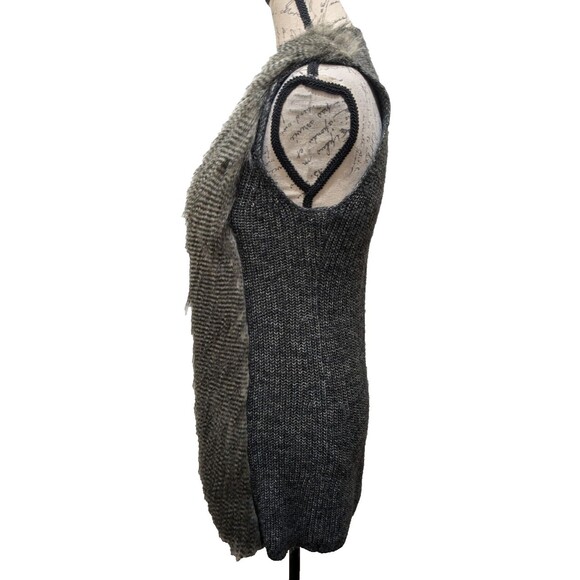 WHBM Sweater XS Faux Fur Open Front Knit Back Fur Front Mob Wife - Picture 4 of 12